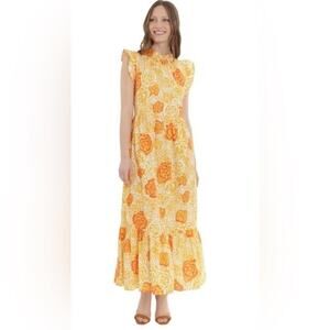 Donna Morgan Floral Maxi Dress High Neck Boho Summer Vacation Cottagecore Sz 12